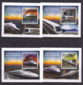 Sao Tome and Principe 2009 Trains 4 S/Sheets Deluxe Edition MNH