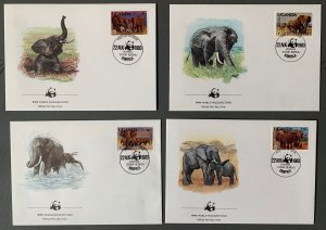 Uganda 1983 WWF African Elephants on FDC. Scott 371-374, CV $14.85