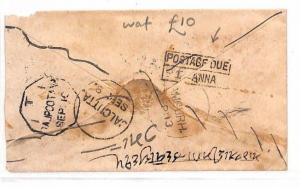 INDIA Rajputana Underpaid Local *Postage Due 1 Anna* Cover Faults AM174