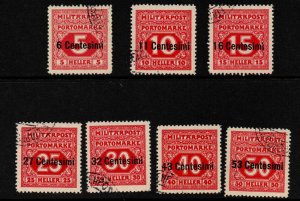 Italy,  Austrian Occupation Scott NJ1-NJ7 complete Used set