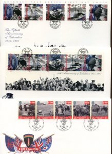 LOT OF SIX DIFFERENT 50th ANNN OF WORLD WAR II FIRST DAY COVERS + ONE DUPLICATE