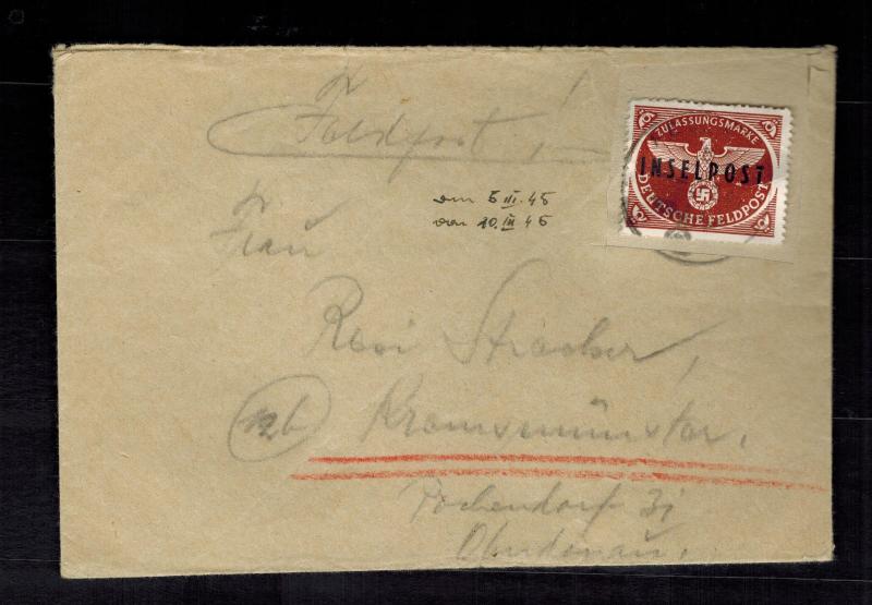 1945 Rhodes Inselpost Feld Post Cover to Germany Mogler Expert Certificate