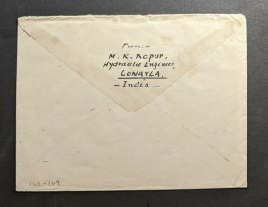 1946 Lonavla India Airmail Cover to Minneapolis MN USA