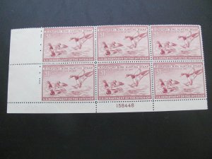 US 1946 MNH SCOTT # RW13 DUCK HUNTING PLATE BLOCK VF/XF