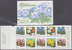 SWEDEN Sc # 2124a MNH BOOKLET of  10 - 4 DIFF STAMPS X 2 & 3 EACH - FLOWERS