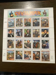 US SCOTT 2975 Sheet 32¢ Civil War, (4) P# S1111, MNH- Superb