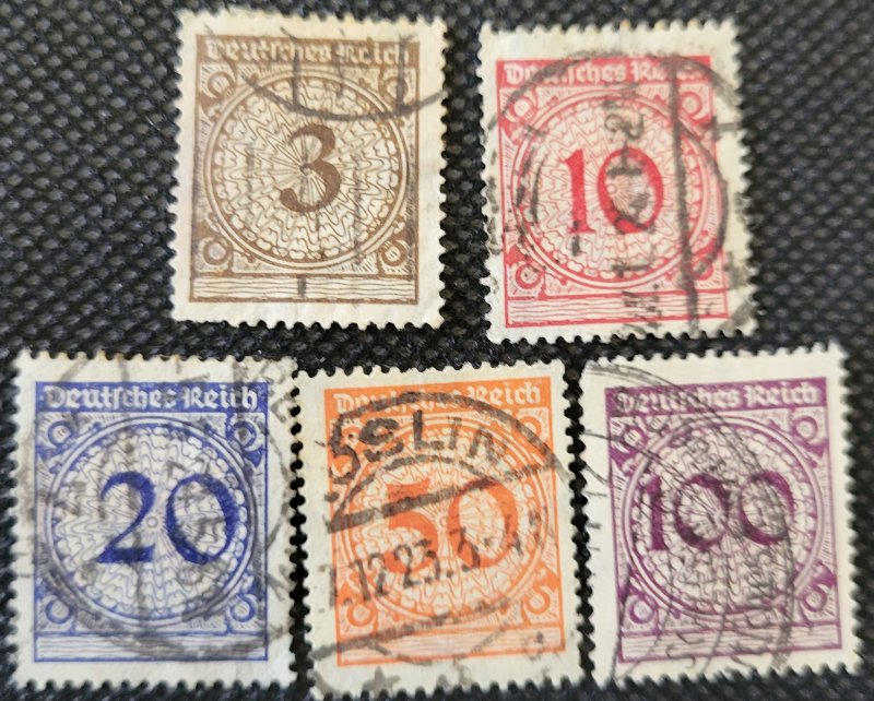 Germany, 1923, Inflation Broken issues, #323,325-28, used, SCV$3.00