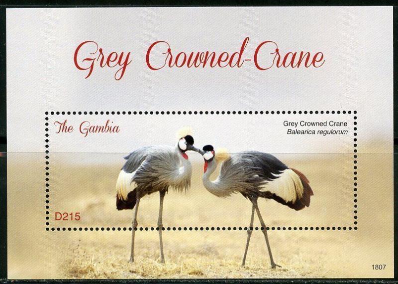 GAMBIA  2018 GREY CROWNED CRANE SOUVENIR   SHEET MINT NH