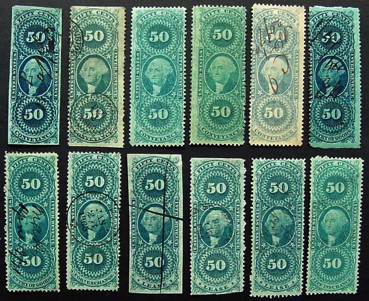 USA, 24 Different 50 cent First Issue Revenues