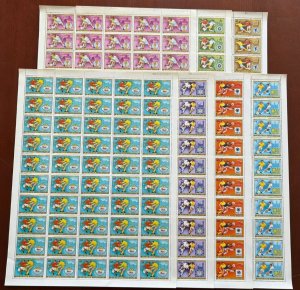 Mongolia 1978 - Soccer Football - Set of 7 Full Stamp Sheets Scott #1012-8 - MNH