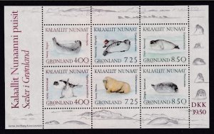 Greenland 238a Seals Souvenir Sheet MNH VF