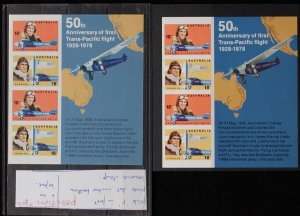 AUSTRALIA 1978 Aviators 72c M/sheet Postal Forgery. SCARCE!