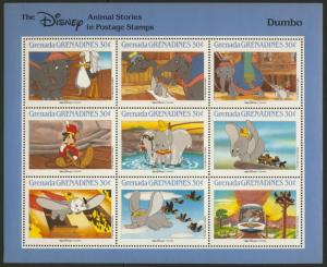 Grenada Grenadines 986-91 MNH Disney, Animal Stories, Elephant, Train, Dogs, Cat