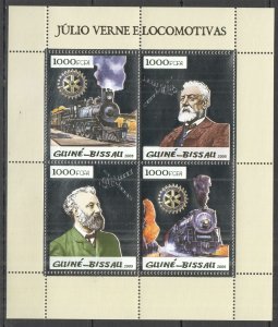 B0098 2005 Guinea-Bissau Jules Verne & Locomotives Trains !! Silver #2926-29 Mnh