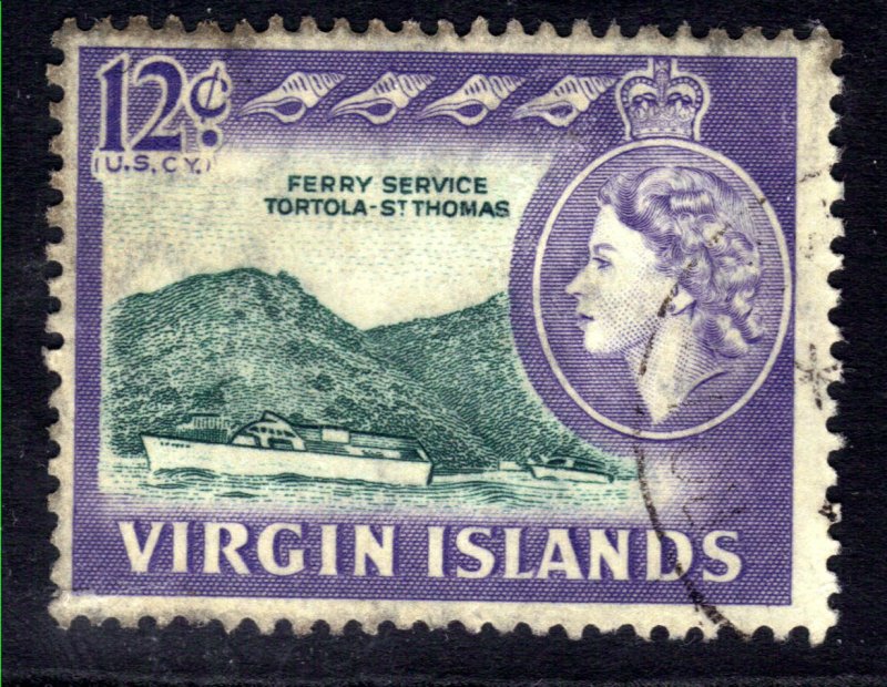 British Virgin Islands 1964 - 68 QE2 12ct st Thomas Ferry used SG 186 ( B930 )