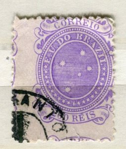 BRAZIL; 1890s classic Southern Cross issue used 20r. large PERF SHIFT VARIETY