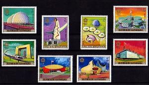 AJMAN - 1970 - EXPO 70 - OSAKA JAPAN - PAVILIONS - TRAIN - TOTEM + 8 X MINT SET!