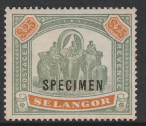 MALAYA - SELANGOR  1897 $25 SPECIMEN  fine with little gum