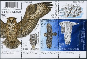 Finland 1087 ae sheet, MNH. Michel 1445-1449 klb. Owls 1998.