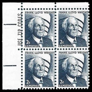 PCBstamps   US #1280 ZB 8c(4x2c)Frank Lloyd Wright, MNH, (ZB-1a)