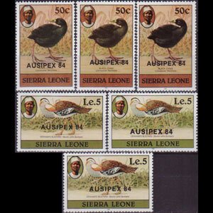 SIERRA LEONE 1984 - Scott# 637-8b Birds Opt. Set of 6 LH