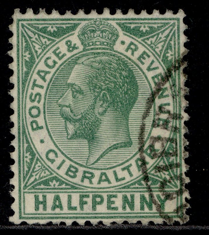 GIBRALTAR GV SG89, ½d green, FINE USED. 