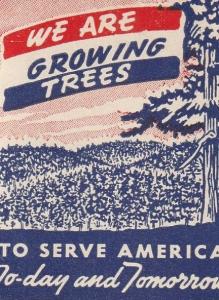 Great WW2 We are Growing Trees US Poster Stamp.1942. 40x50mm 