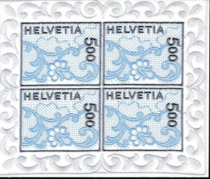 Switzerland 2000 St. Gallen Lace Embroidery Sheet Scott 1075a Mi. 1726 Zum 999