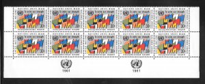 United Nations #92 MNH Margin Inscription Block of 10