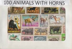 A Nice Selection Of 100 All Different Topicals. Animals With Horns.    #02 TOP11