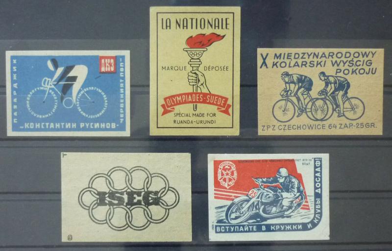 Match Box Labels ! sport olympic gamescycling bike race torch GN93