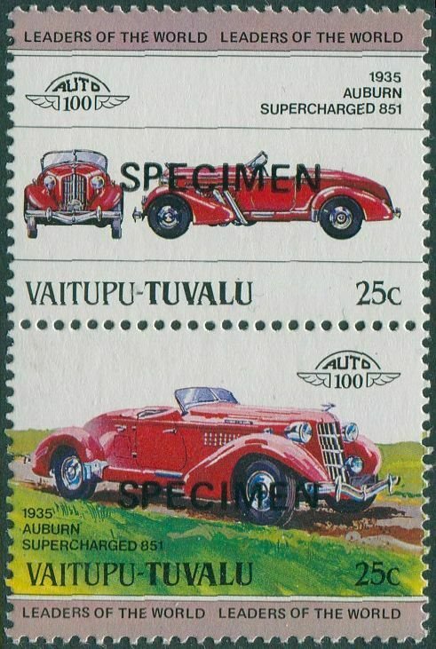 Tuvalu vaitupu Automobiles SPECIMEN ovpt pair MNH