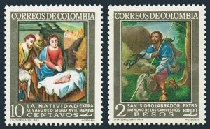 Colombia C439-C440,MNH. St Isidore,Farmer,by Gregorio y Ceballos.Redrawn 1962.