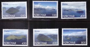 FAROE ISLANDS Scott 356-361 MNH** 1999 Aerial Photos of islands set