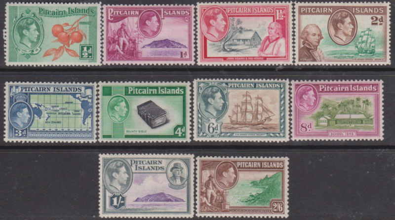 PITCAIRN IS 1940 MINT OG SET TO 2/6 CAT 