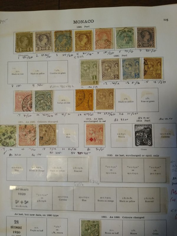 collection on pages Monaco 1885-1935 CV $650