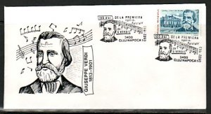 Romania, FEB/93 issue. Composer Verdi Cancel on Cover.