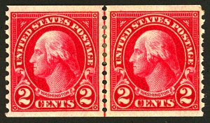 U.S. #599 MINT LINE PAIR OG HR