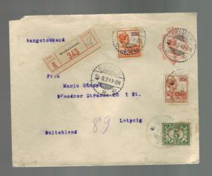 1924 Soekaboen Netherlands Indies  Cover to Leipzig Germany Multi Franked