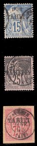 MOMEN: FRENCH COLONIES IN TAHITI SC #22,25,27 USED LOT #65347