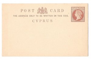 1880 Cyprus H&G 1 Postal Stationary Card Half Penny Victoria