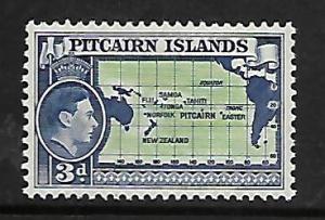 PITCAIRN ISLAND  5  MINT HINGED  MAP OF THE PACIFIC OCEAN