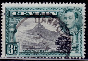 Ceylon, 1938-49, KGVI, Adams Peak, 3c, sc#279, used