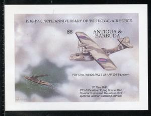 ANTIGUA & BARBUDA 90th ANNIVERSARY OF THE  RAF IMPERFORATE SOUVENIR SHT MIINT NH