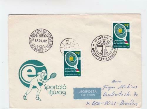 hungary  tennis 1982 special cancels stamps cover ref r16091