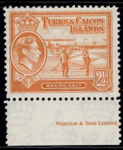 TURKS & CAICOS ISLANDS GVI SG199, 2½d yellow-orange, LH MINT. Cat £13. MARGINAL