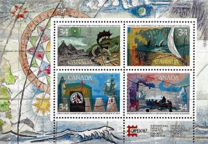 CANADA - 1986 EXPLORATION OF CANADA SOUVENIR SHEET - SCOTT 1107b - MNH