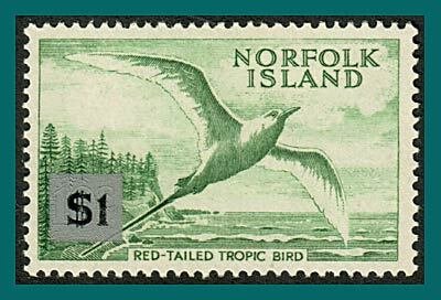 Norfolk Island 1966 Surcharge Tropic Bird, large tablet, MLH  #82,SG71