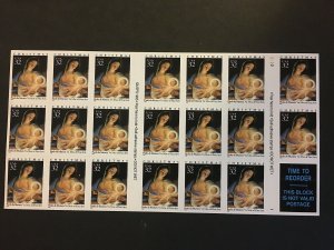 1996 Booklet 20 32-cent Christmas Madonna and Child Stamps Sc# 3112a