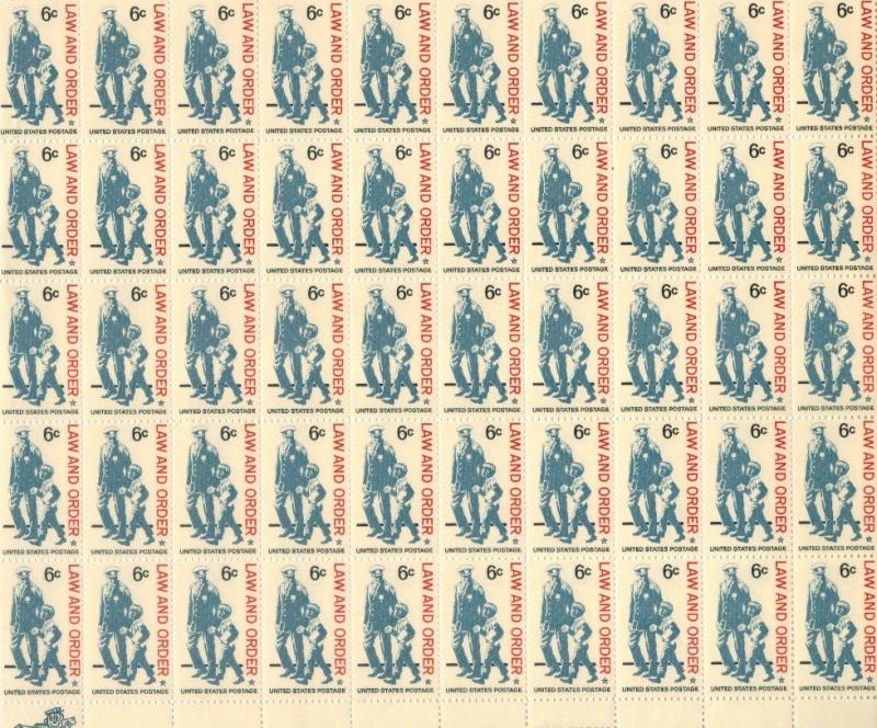 US #1343   Law and Order   Full sheet of 50  MNH
